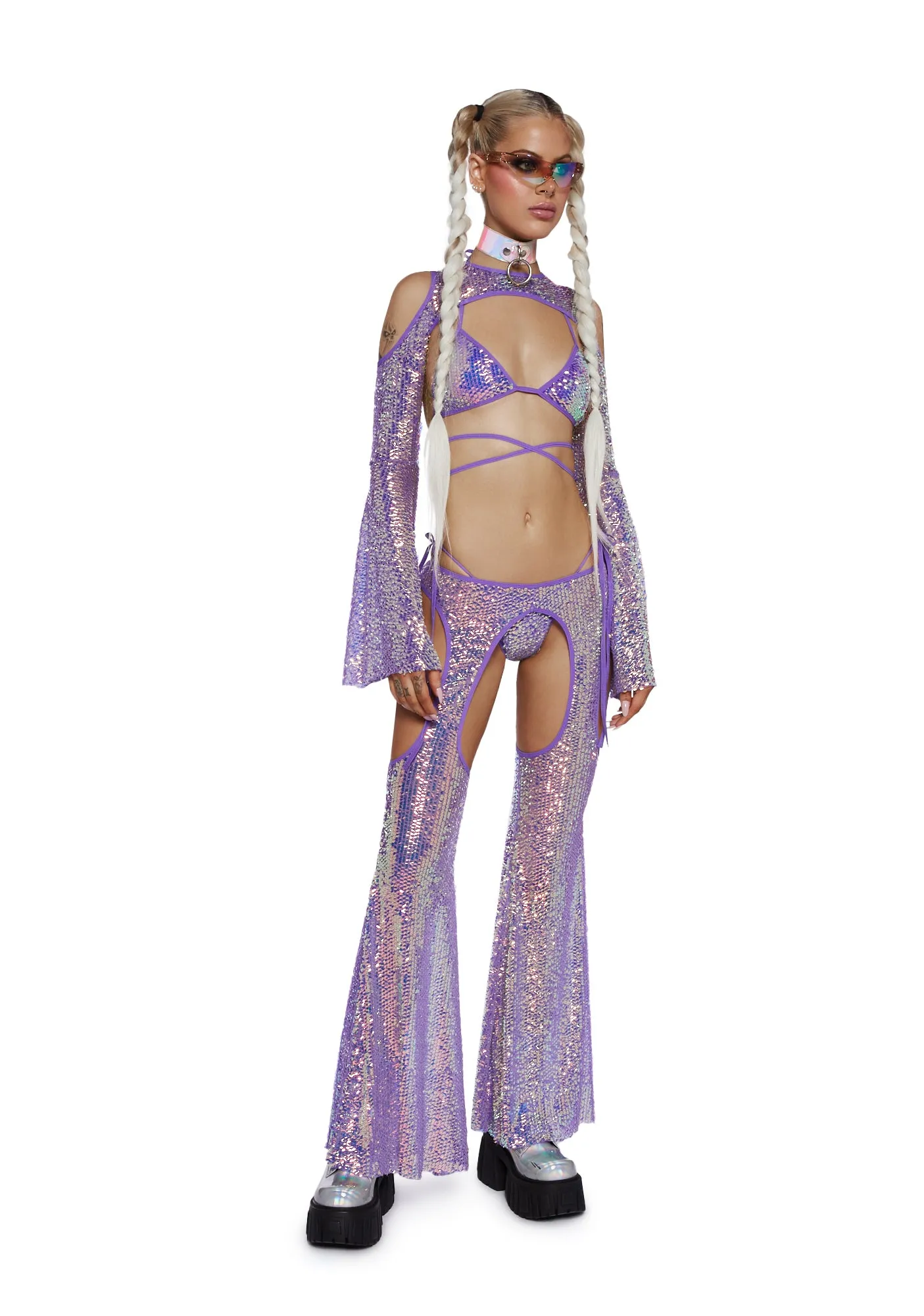 Royal Reef Diva Sequin Chaps Set - Purple sold by Dolls Kill product image thumbnail 2