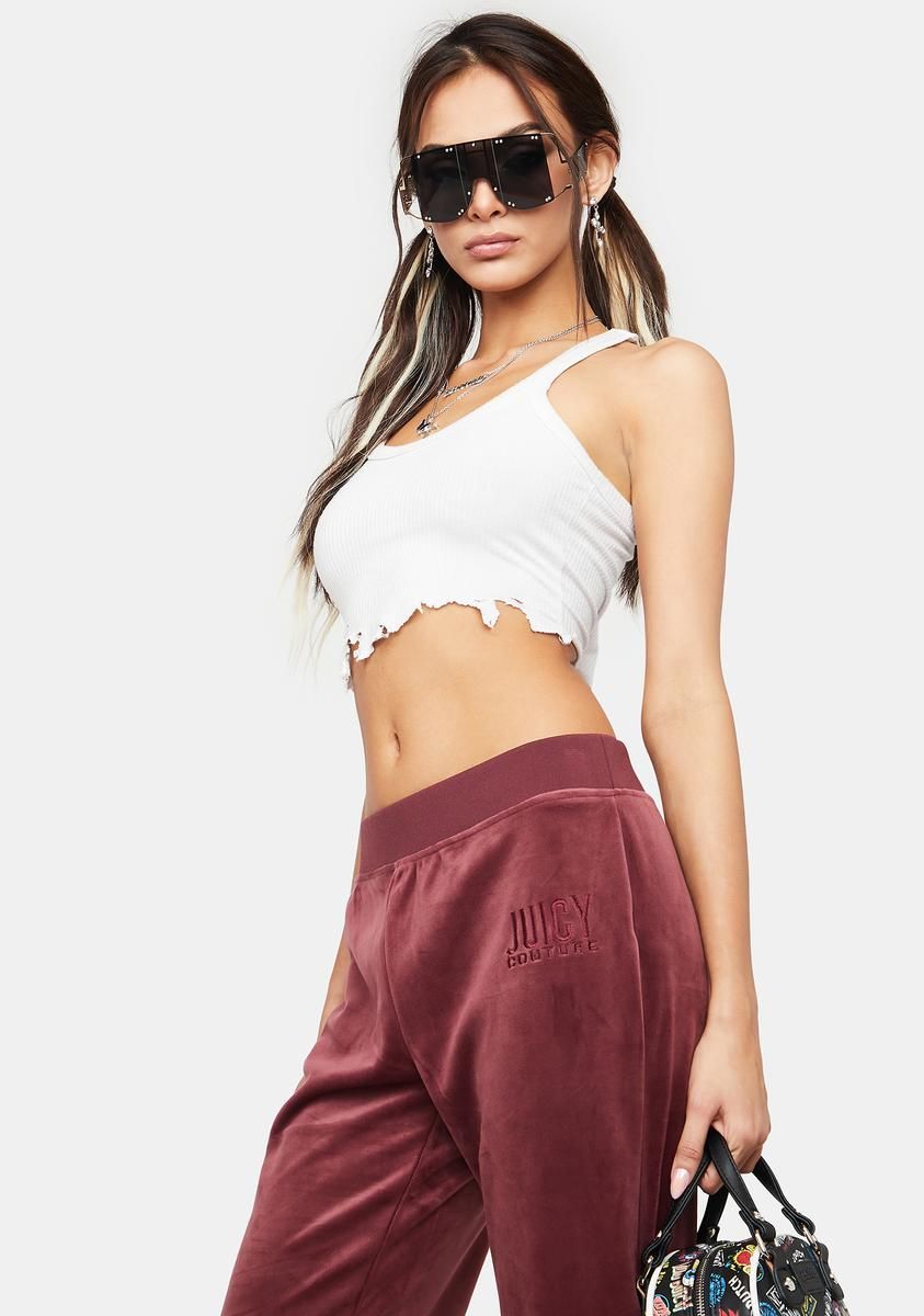 Wine Classic Velour Track Pants sold by Dolls Kill product image thumbnail 2