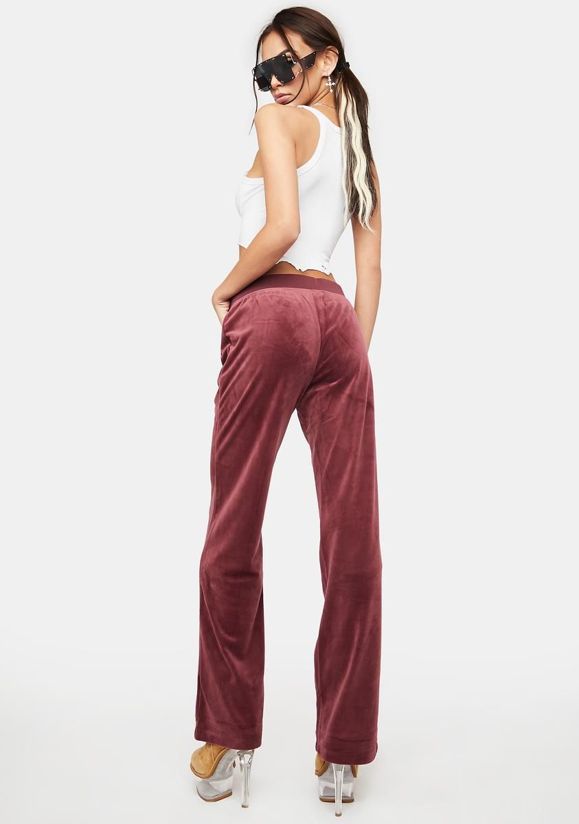 Wine Classic Velour Track Pants sold by Dolls Kill product image thumbnail 5