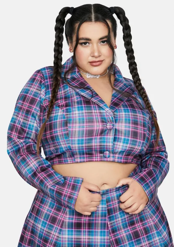 Plus Back 2 School Baddie Plaid Blazer sold by Dolls Kill