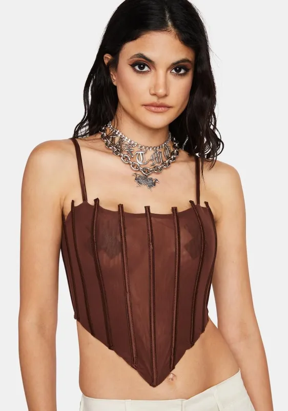 Mocha Limited Access Corset Top sold by Dolls Kill