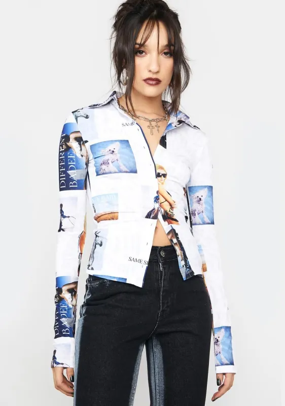 Ava Collage Printed Shirt sold by Dolls Kill