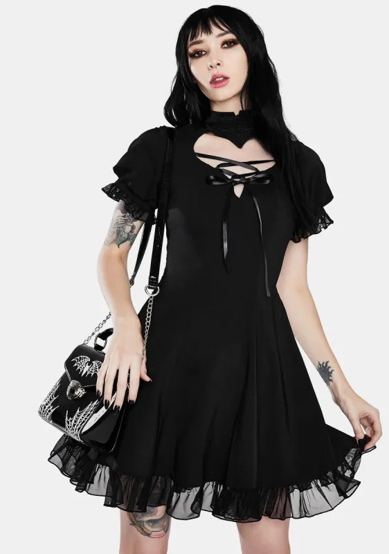 Gothic Lolita Hearted Lace Up Mini Dress sold by Dolls Kill