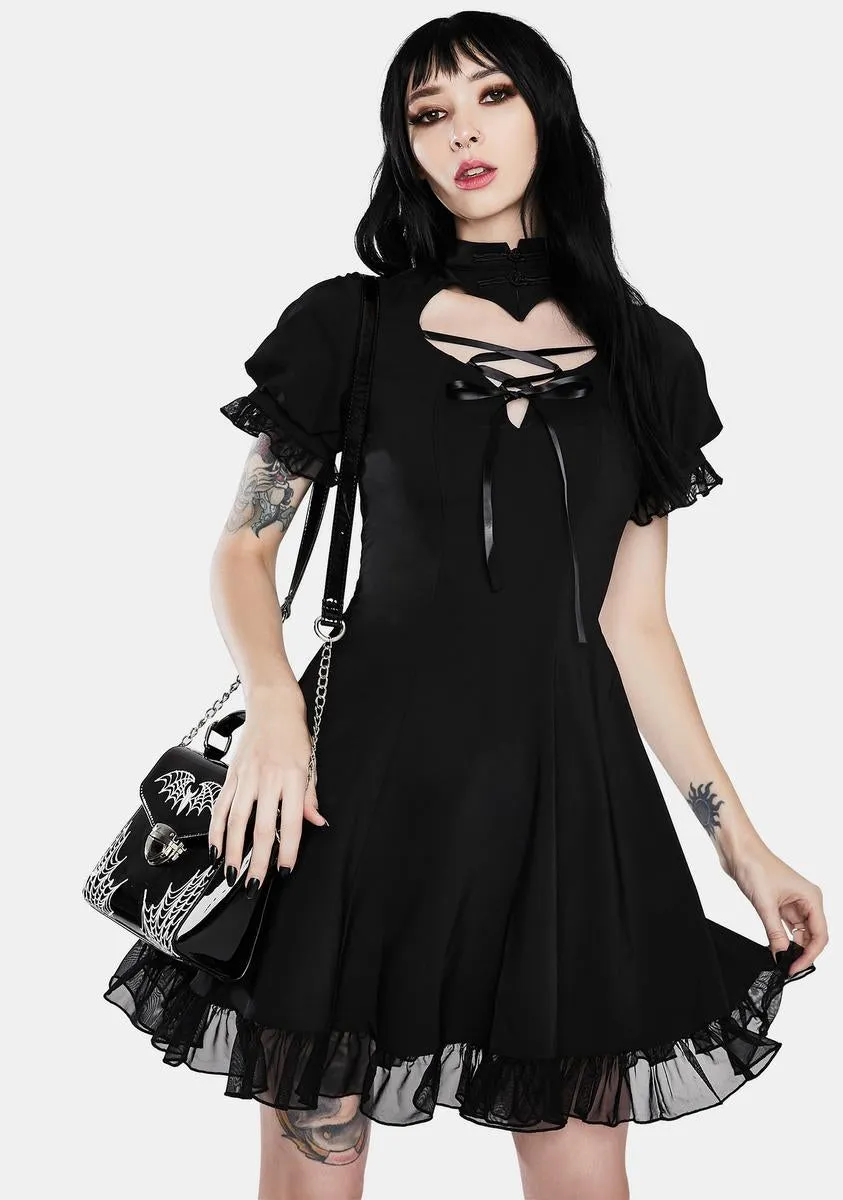 Gothic Lolita Hearted Lace Up Mini Dress sold by Dolls Kill