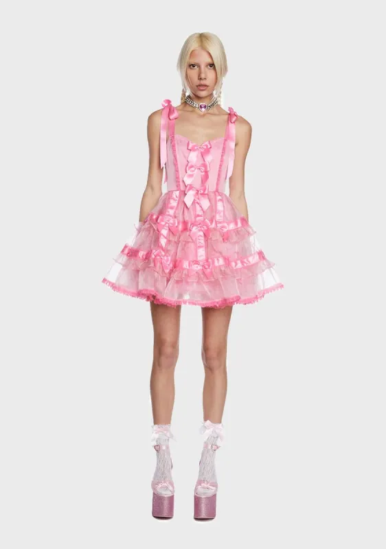 Charming Illusions Bow Mini Dress sold by Dolls Kill