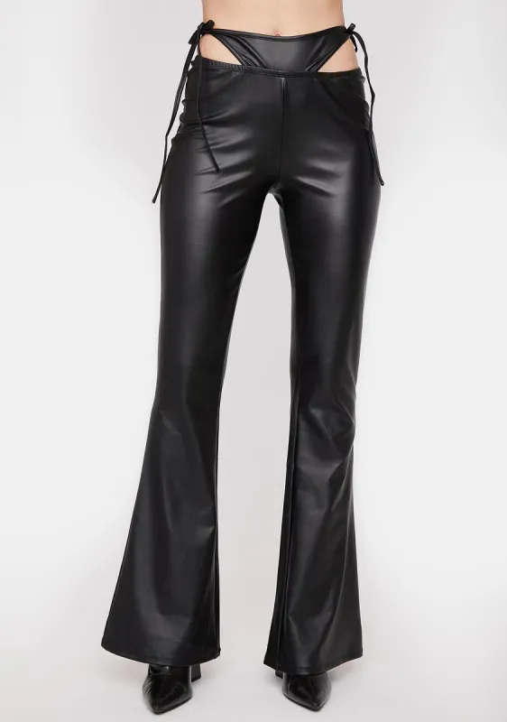 Make It Count Vegan Leather Flares sold by Dolls Kill