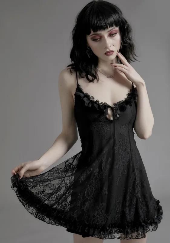 Faithfully Doomed Lace Mini Dress - Black sold by Dolls Kill