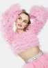 Pink Tulle Long Sleeve Ruffle Crop Top sold by Dolls Kill