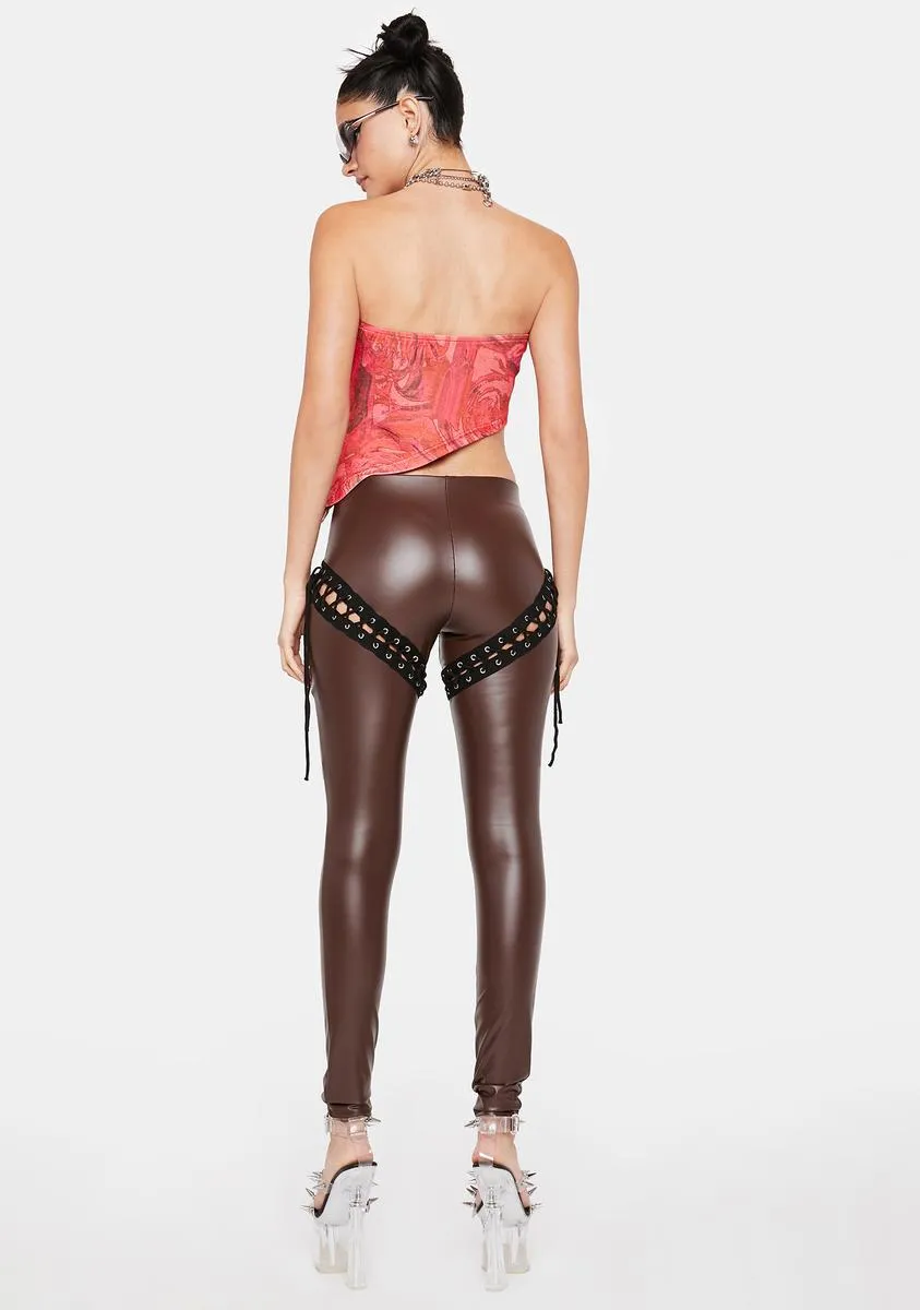 Cocoa What You Bargained For Lace Up Leggings sold by Dolls Kill product image thumbnail 4