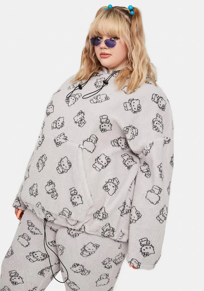 Plus Grey Hello Kitty Printed Fleece Hoodie sold by Dolls Kill product image thumbnail 2
