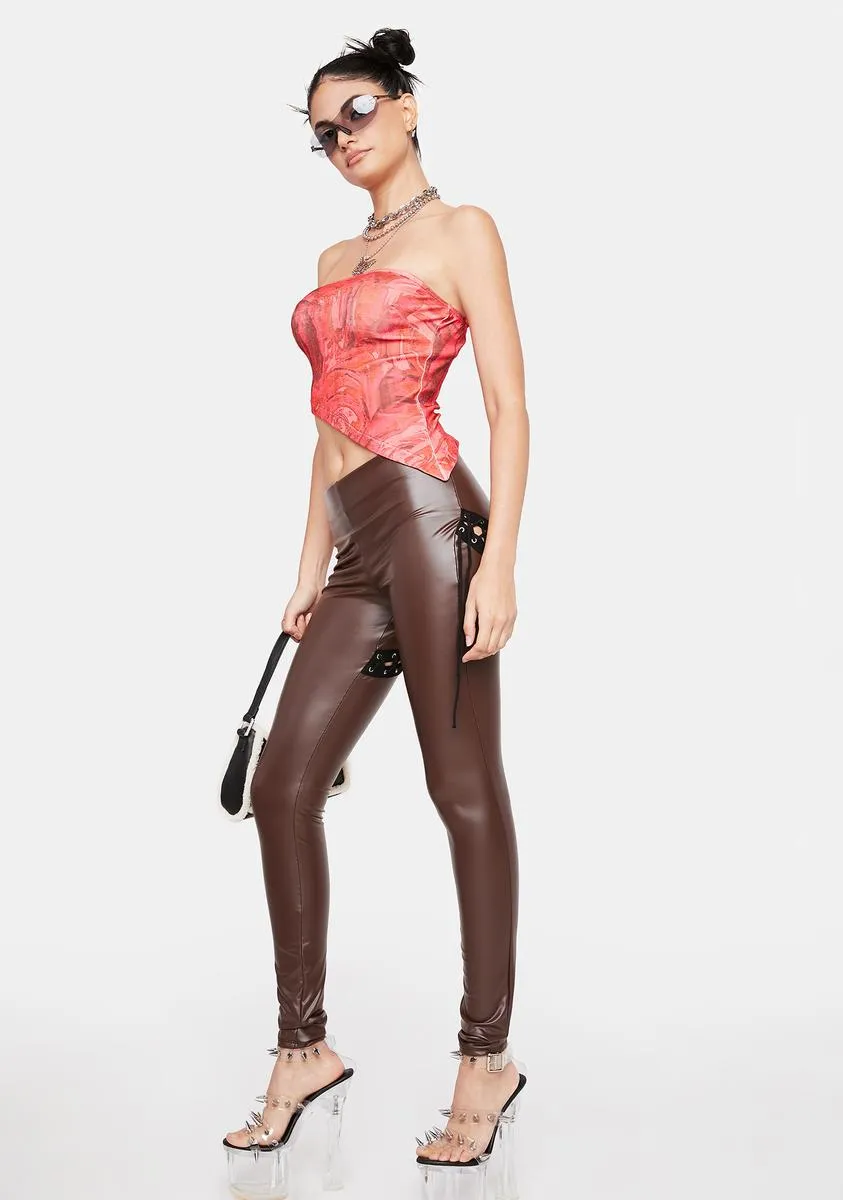 Cocoa What You Bargained For Lace Up Leggings sold by Dolls Kill product image thumbnail 2