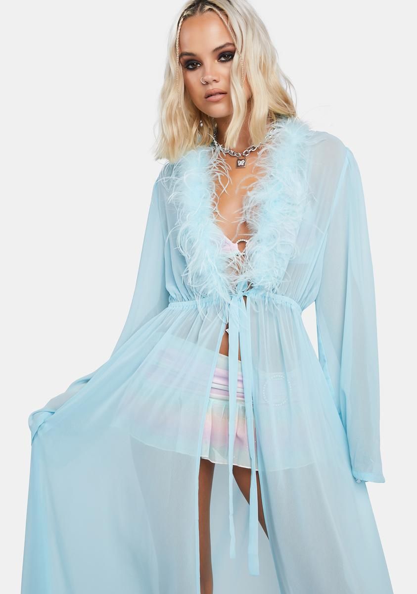 Sky Walking On Air Marabou Robe sold by Dolls Kill