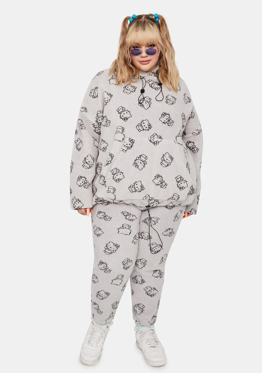 Plus Grey Hello Kitty Printed Fleece Hoodie sold by Dolls Kill product image thumbnail 3