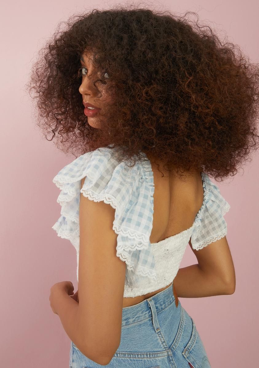 Sky Slice Of Heaven Gingham Ruffle Top sold by Dolls Kill product image thumbnail 4