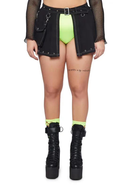 Plus Greatest Escape Pleated Mini Skirt- Black sold by Dolls Kill