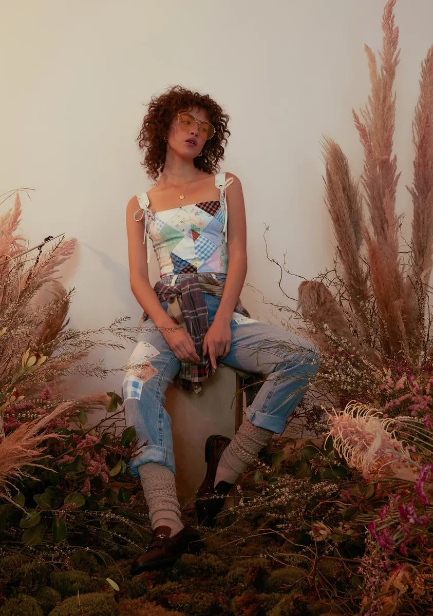 Stitched With Love Patchwork Crop Top sold by Dolls Kill product image thumbnail 3