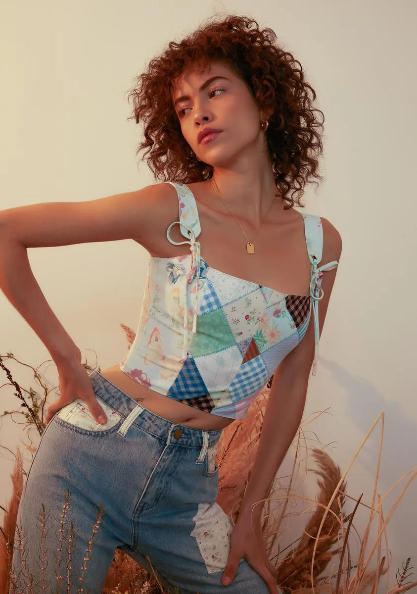 Stitched With Love Patchwork Crop Top sold by Dolls Kill product image thumbnail 2