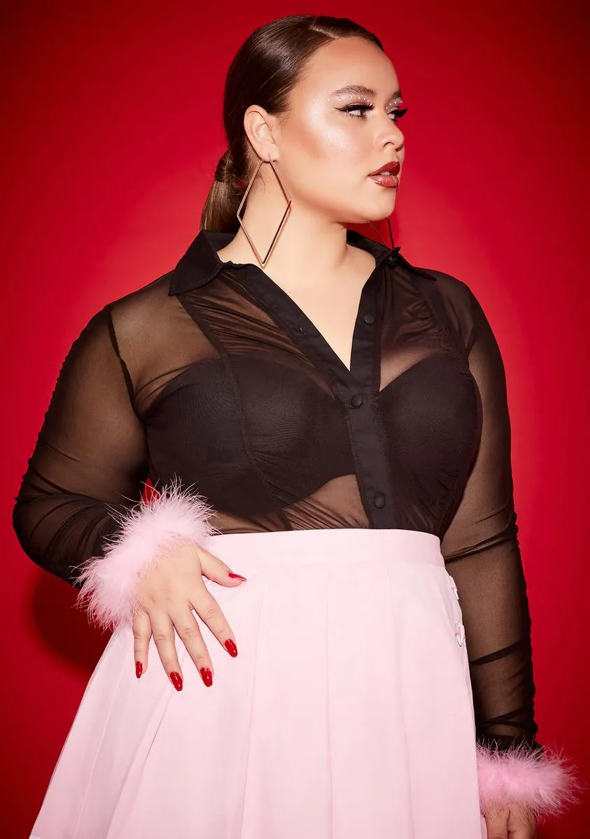 Plus Will U Won't U Marabou Mesh Top sold by Dolls Kill