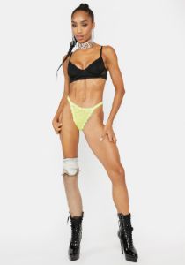 Chartreuse Savage Lover Mesh Thong sold by Dolls Kill