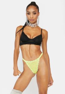 Chartreuse Savage Lover Mesh Thong sold by Dolls Kill