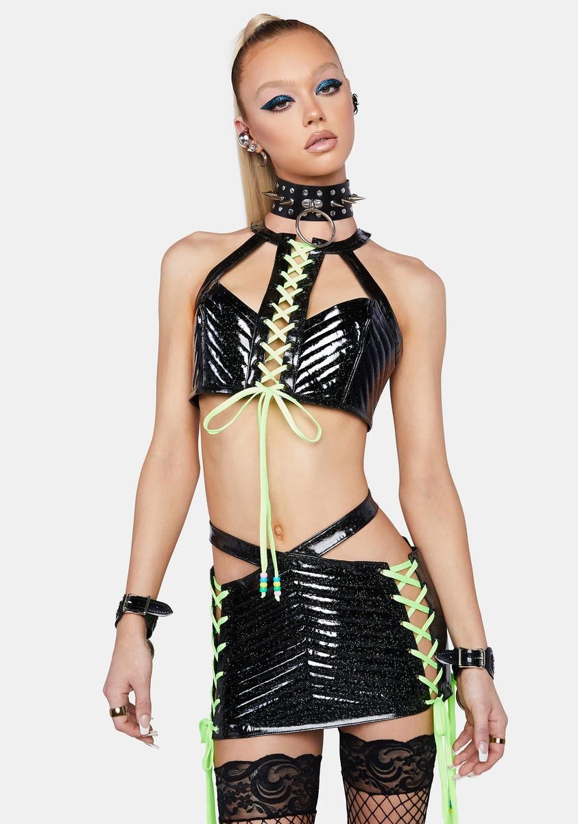 Onyx Rude Awakening Glitter Mini Skirt sold by Dolls Kill product image thumbnail 2