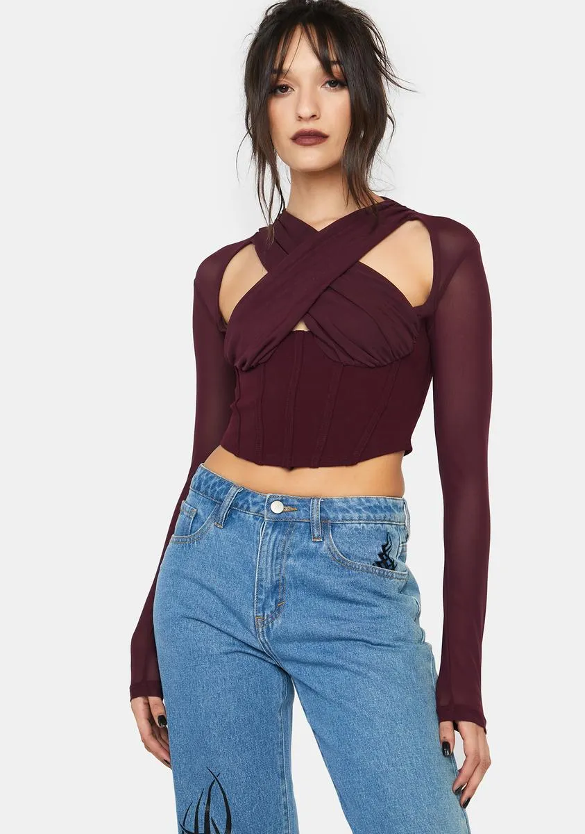 Vino Laugh Or Cry Crop Top sold by Dolls Kill