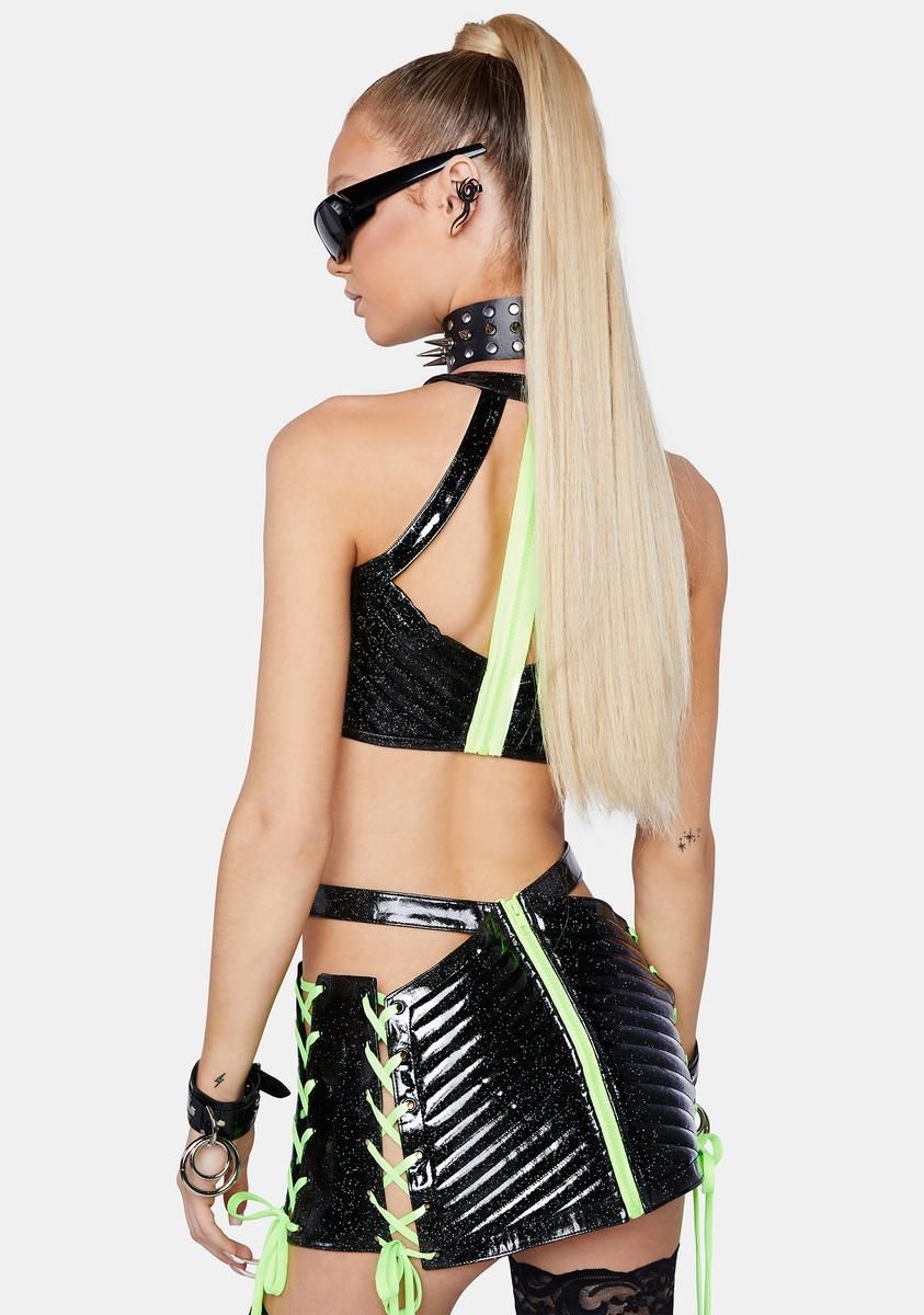 Onyx Rude Awakening Glitter Mini Skirt sold by Dolls Kill product image thumbnail 4