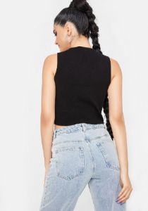 Midnight Catty Ties Lace Up Crop Top sold by Dolls Kill