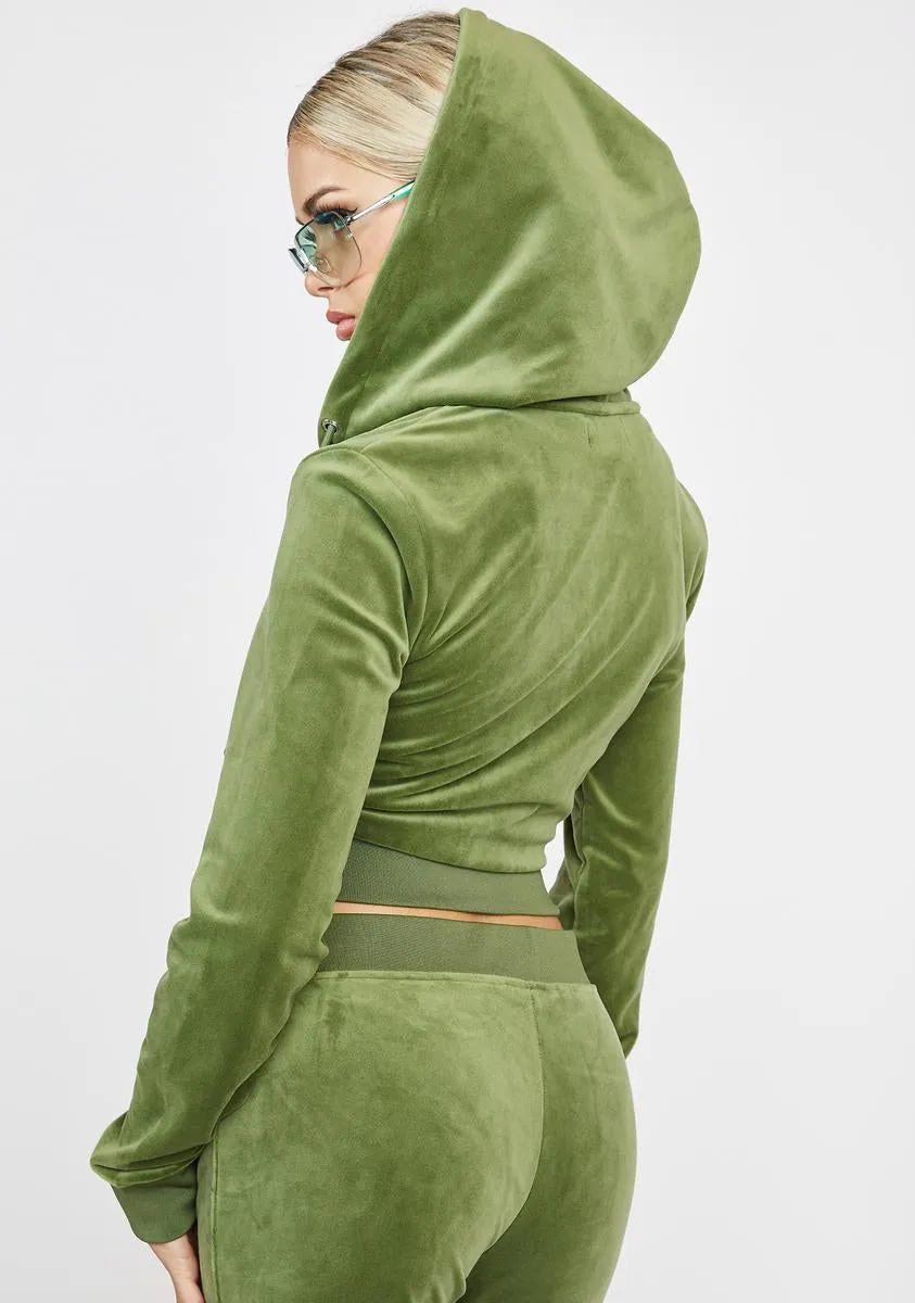 Super Greens Classic Velour Hoodie sold by Dolls Kill product image thumbnail 4