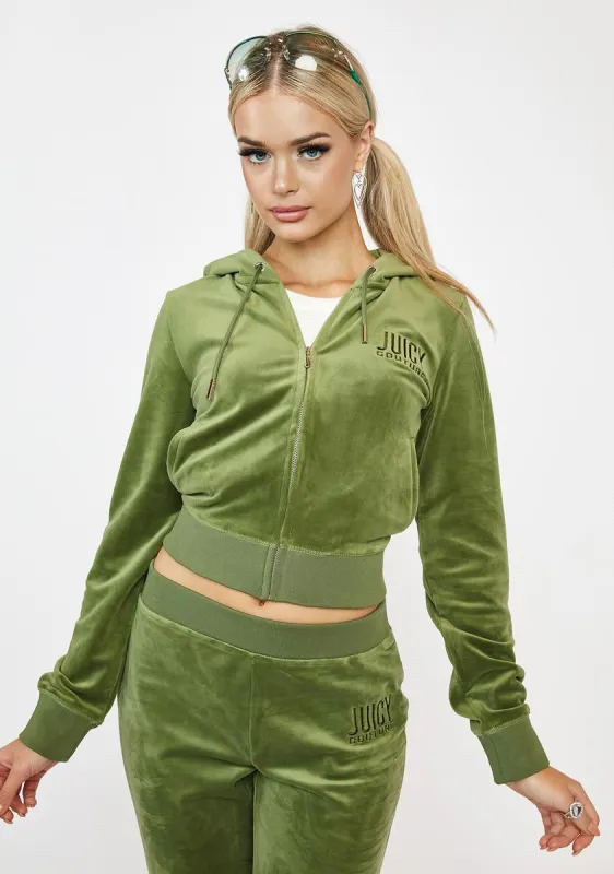 Super Greens Classic Velour Hoodie sold by Dolls Kill