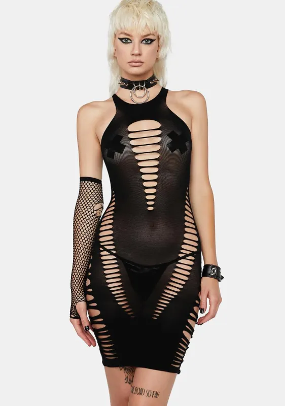 Blackout Back 2 Basixxx Mini Dress sold by Dolls Kill