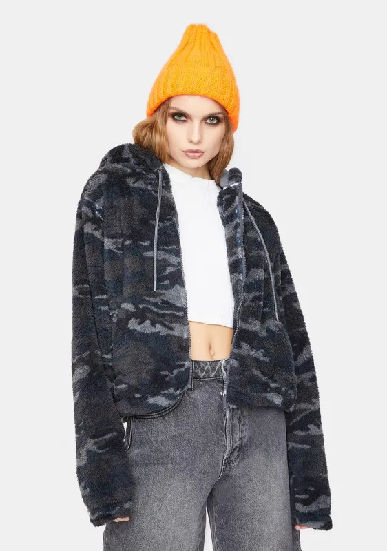 Cropped Sherpa Fleece Jacket sold by Dolls Kill