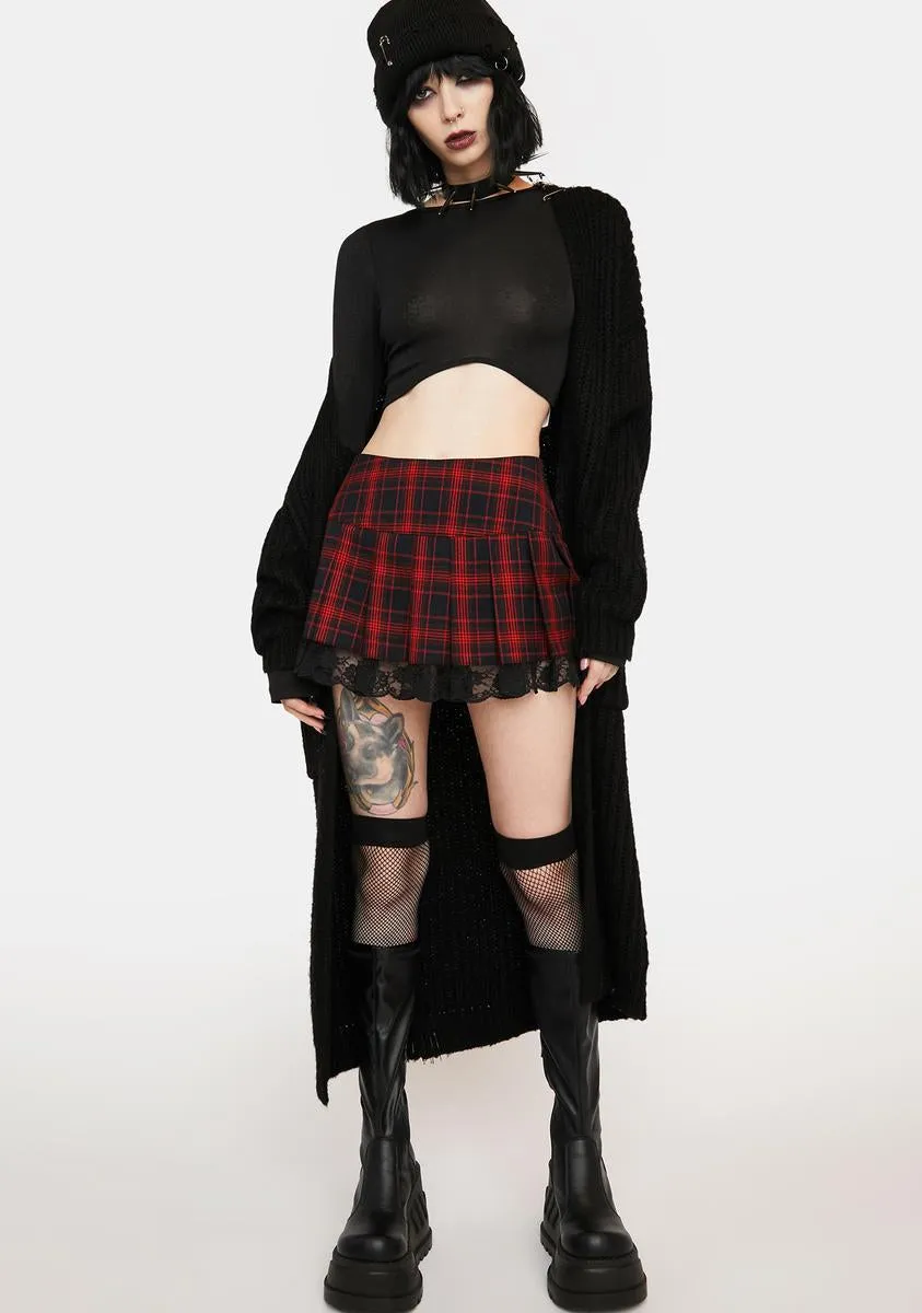 Black Mesh Long Sleeve Crop Top sold by Dolls Kill product image thumbnail 3