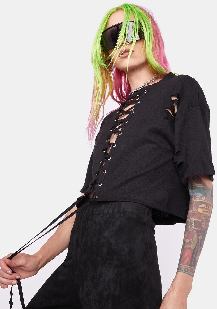 Cruel Intentions Lace-Up Tee sold by Dolls Kill product image thumbnail 2