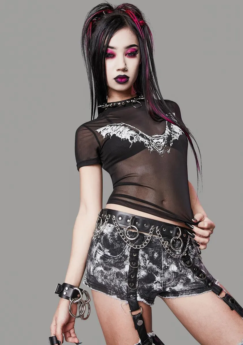 Straight From Hell Mesh Crop Tee sold by Dolls Kill product image thumbnail 2