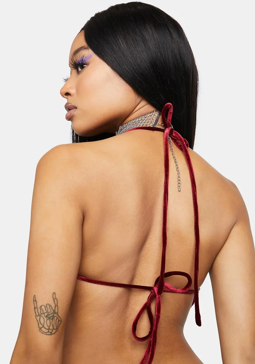 Cherry Stay Awhile Velvet Scarf Top sold by Dolls Kill product image thumbnail 4