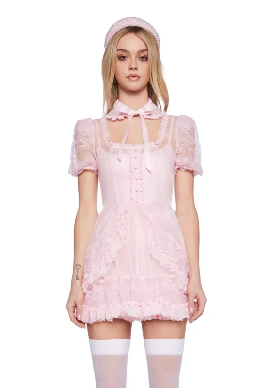Pretty Imperfect Mini Dress- Pink sold by Dolls Kill