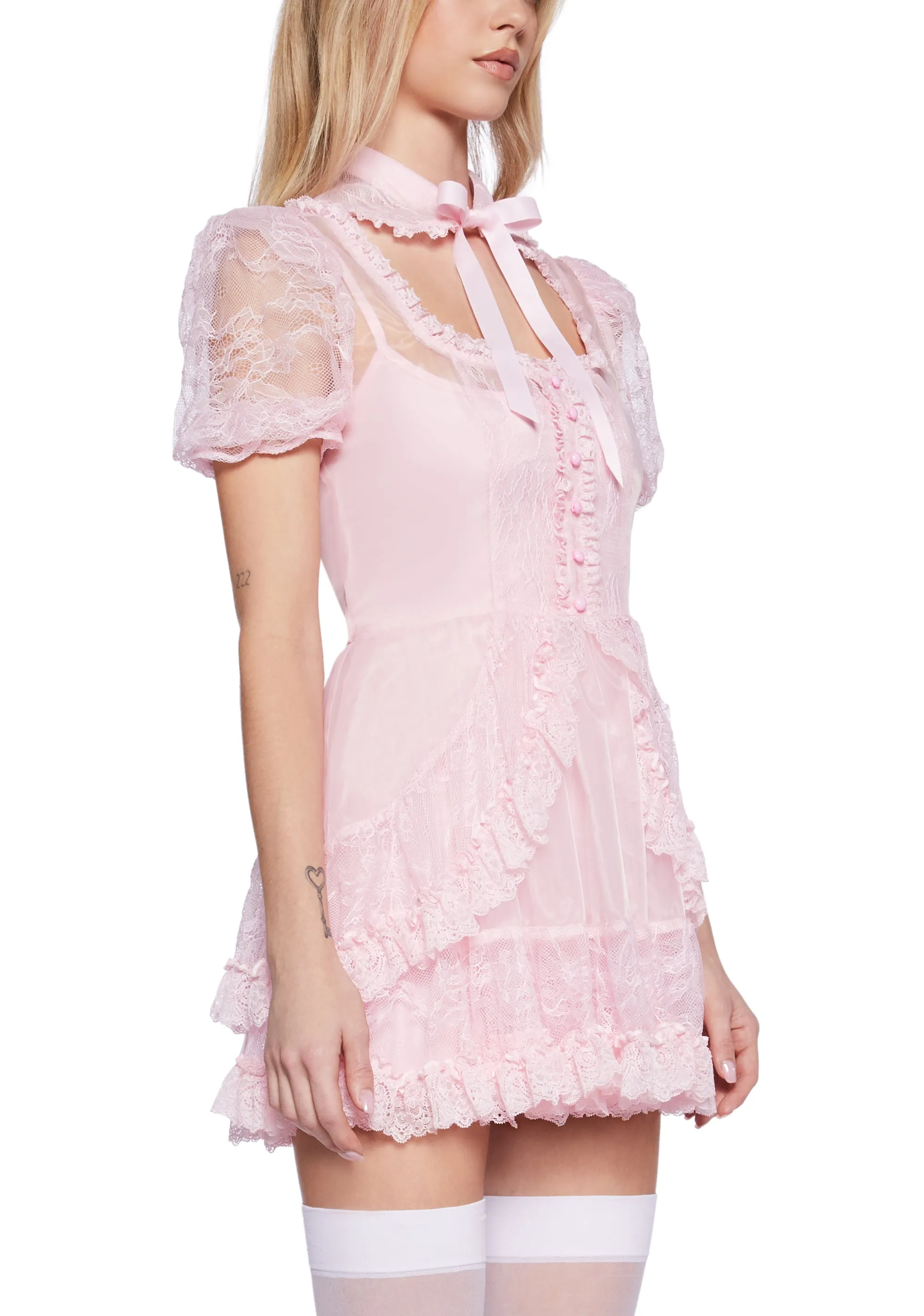 Pretty Imperfect Mini Dress- Pink sold by Dolls Kill product image thumbnail 5