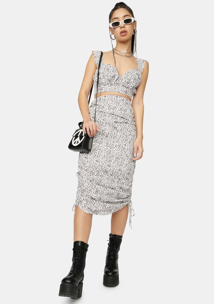 Ivory Take A Picture Floral Ruched Skirt Set sold by Dolls Kill product image thumbnail 3