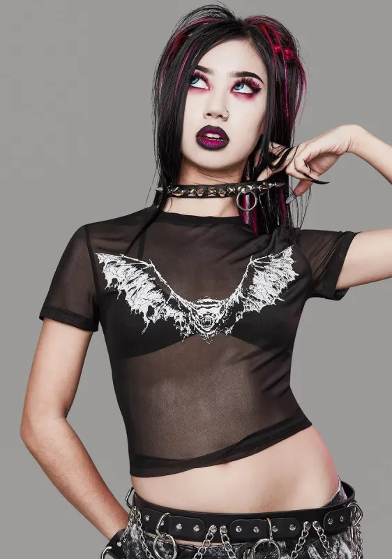 Straight From Hell Mesh Crop Tee sold by Dolls Kill