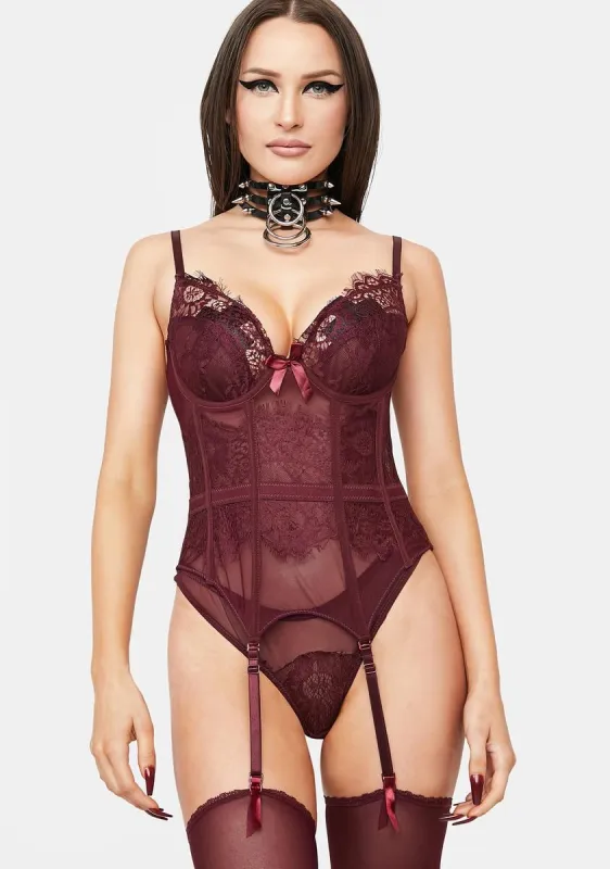 Merlot Falling In Lust Lingerie Set sold by Dolls Kill