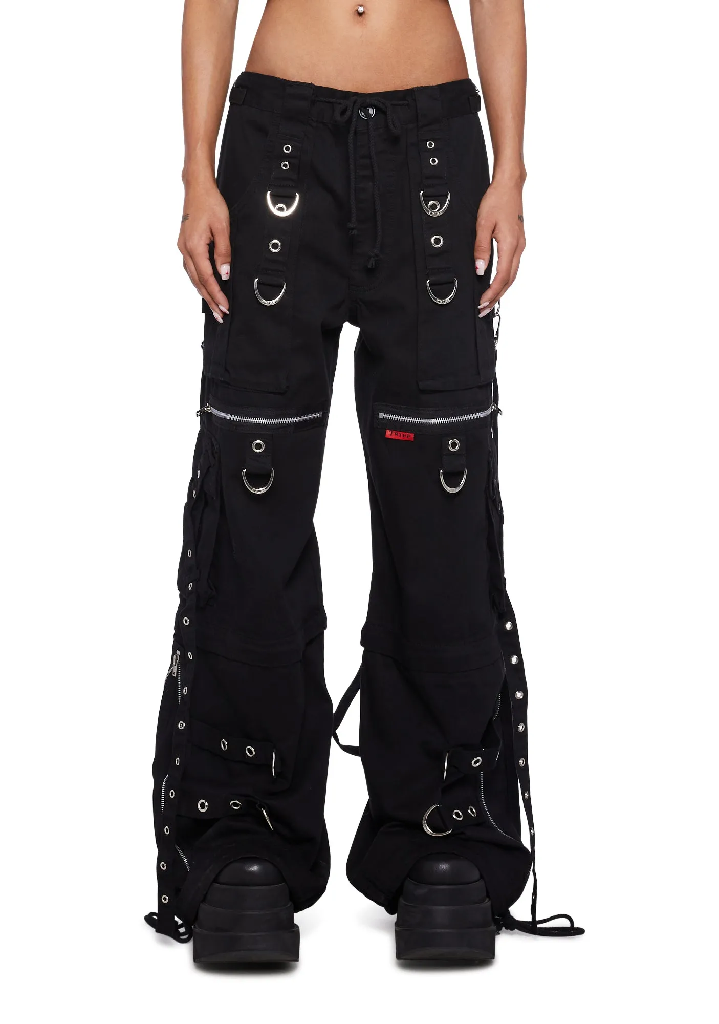 X-Strap Zip Off Pants-Black sold by Dolls Kill