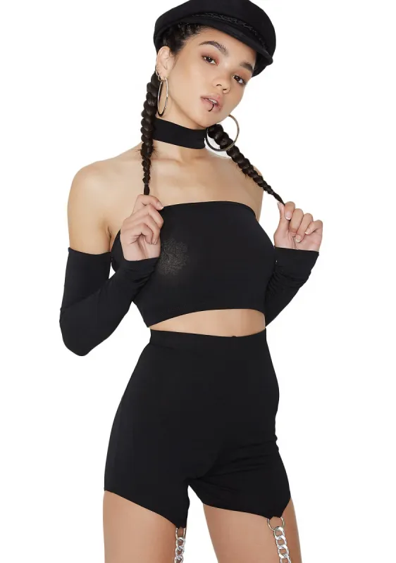 Mya Off-Shoulder Crop Top sold by Dolls Kill