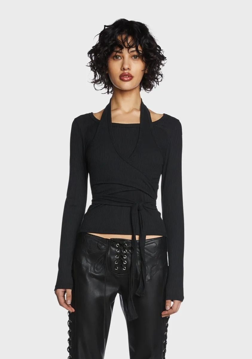 Layered Halter Ribbed Knit Top sold by Dolls Kill