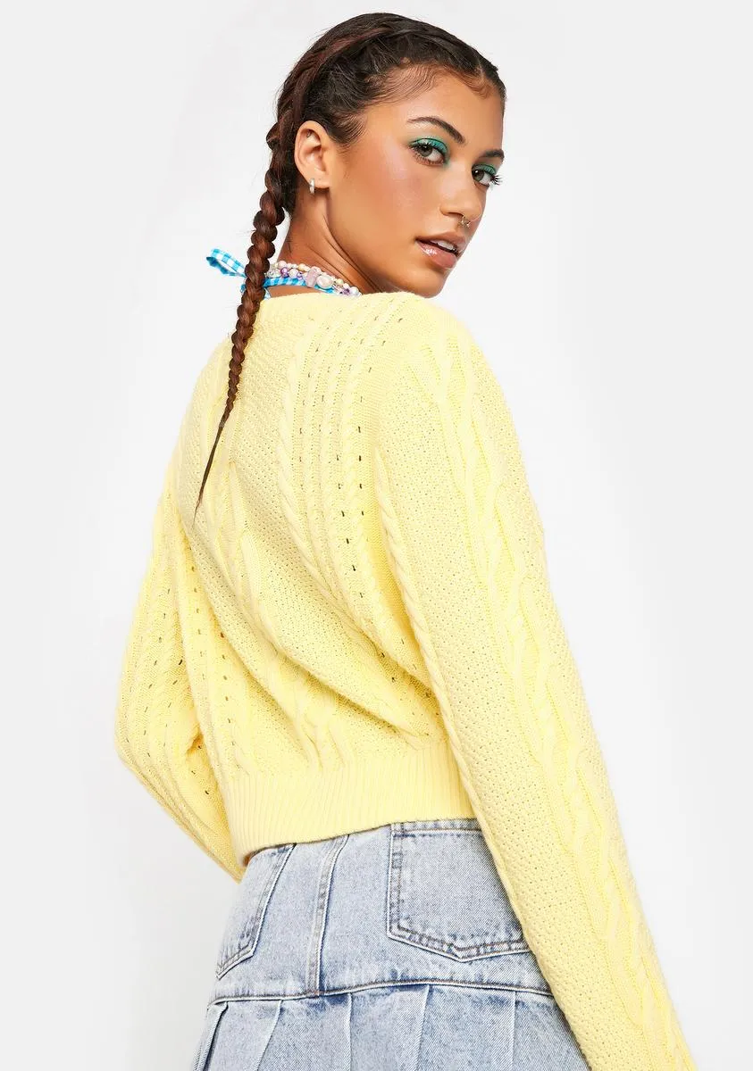 Yellow Cable Knit Cardigan sold by Dolls Kill product image thumbnail 4