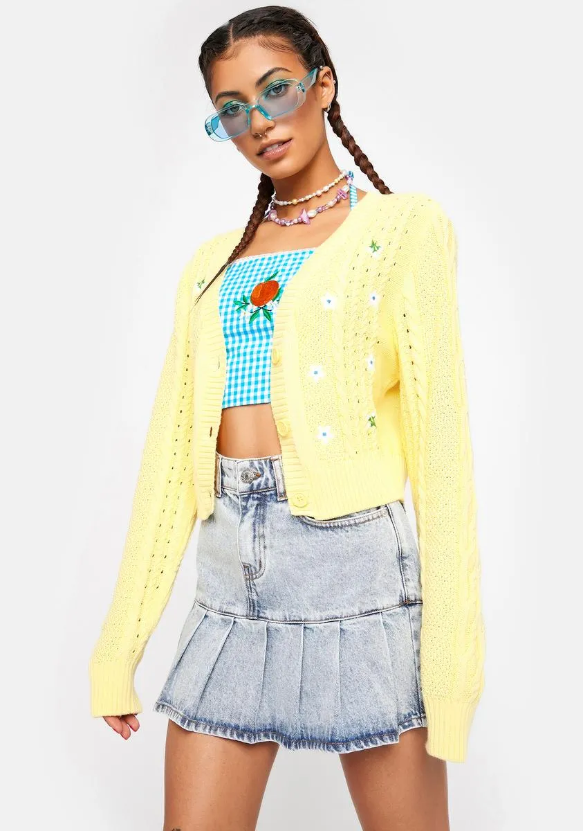Yellow Cable Knit Cardigan sold by Dolls Kill product image thumbnail 2