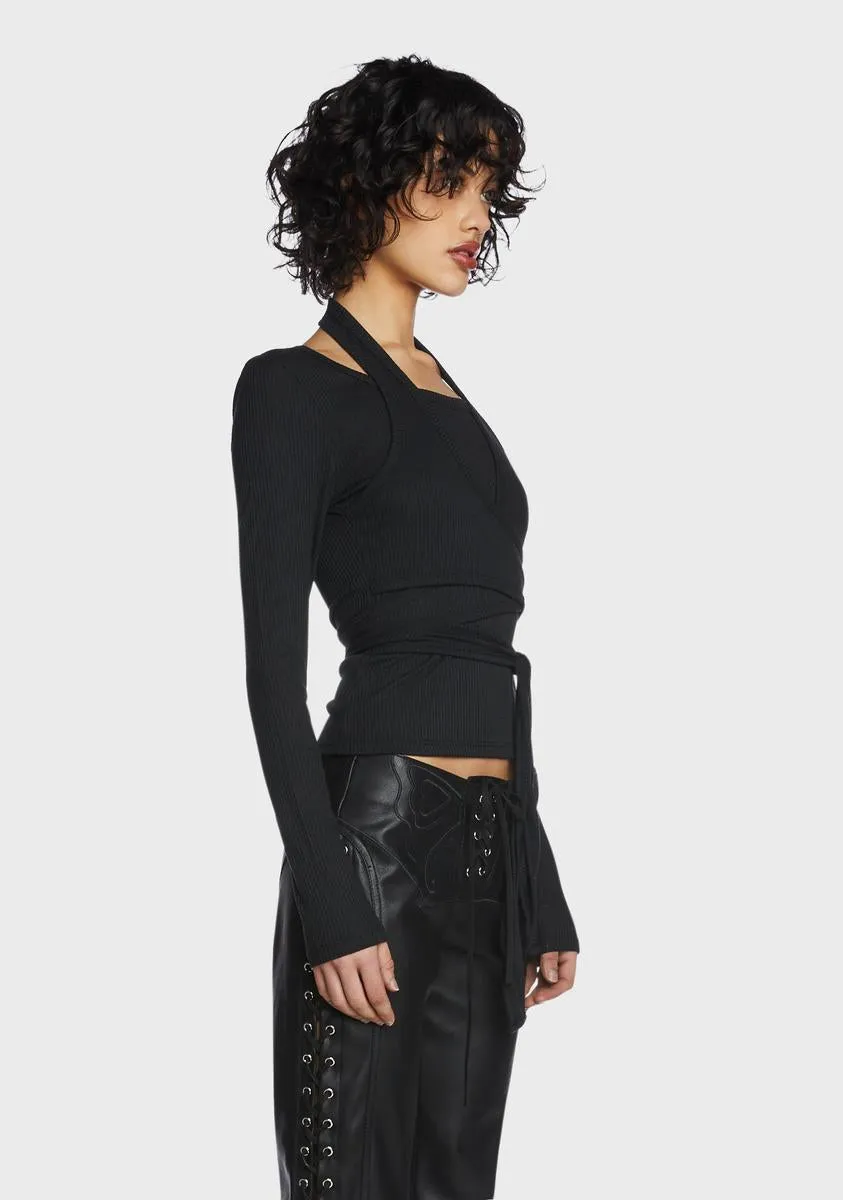 Layered Halter Ribbed Knit Top sold by Dolls Kill product image thumbnail 3