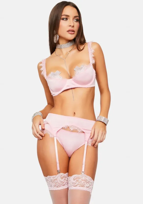 In The Pink Lace Trim Lingerie Set sold by Dolls Kill