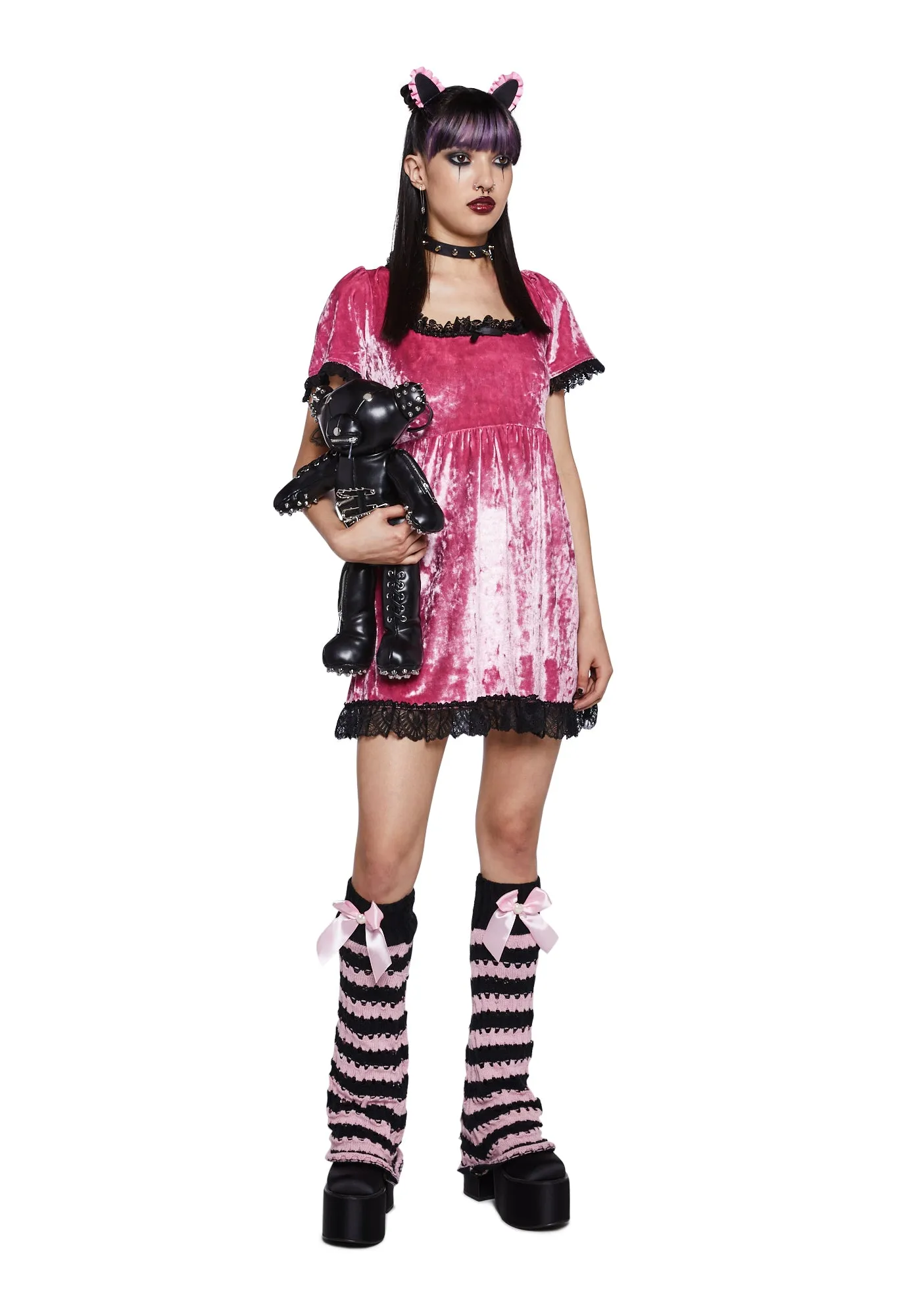Drinking Your Blood Velvet Mini Dress - Pink sold by Dolls Kill product image thumbnail 2