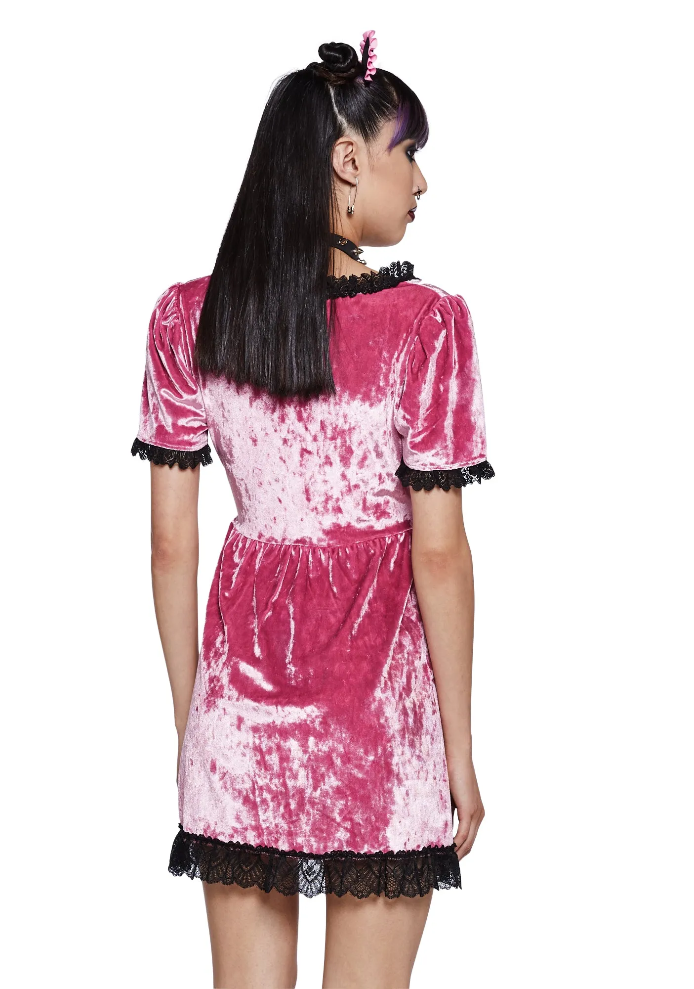 Drinking Your Blood Velvet Mini Dress - Pink sold by Dolls Kill product image thumbnail 4